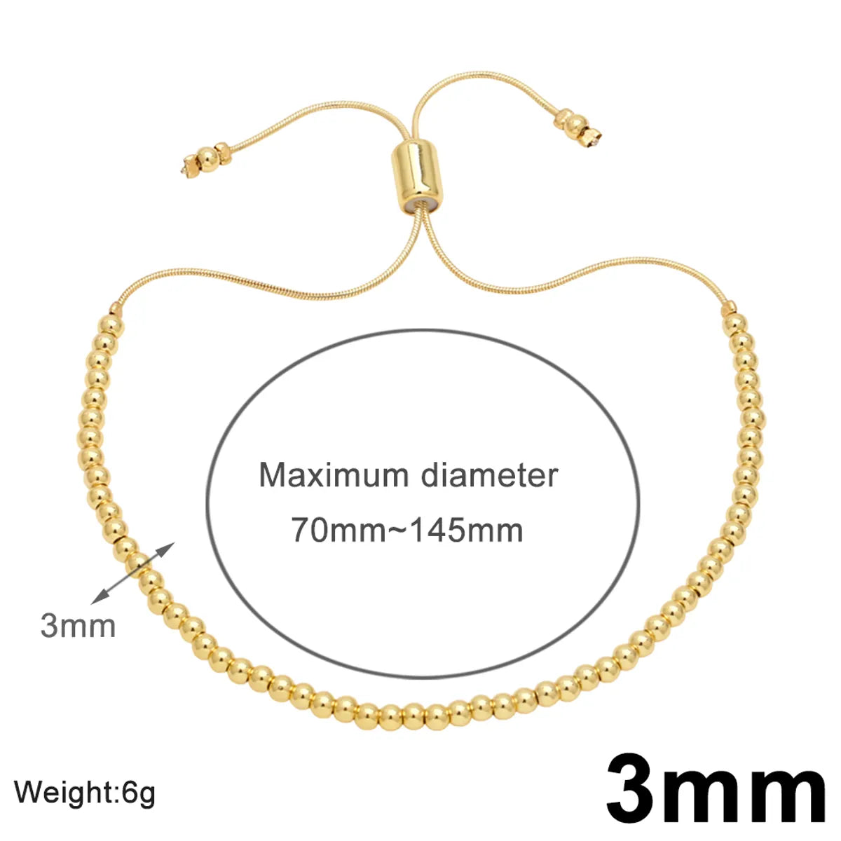 Simple Style Solid Color Copper Plating 18k Gold Plated Bracelets