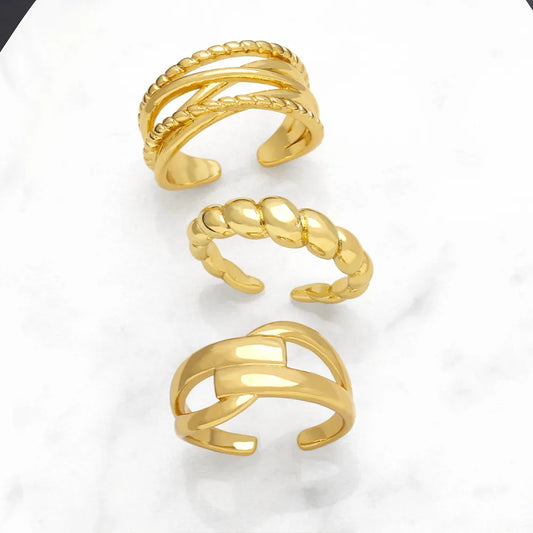 Simple Style Solid Color Copper Plating 18k Gold Plated Open Rings