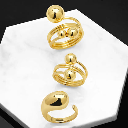 Simple Style Solid Color Copper Plating 18k Gold Plated Open Rings