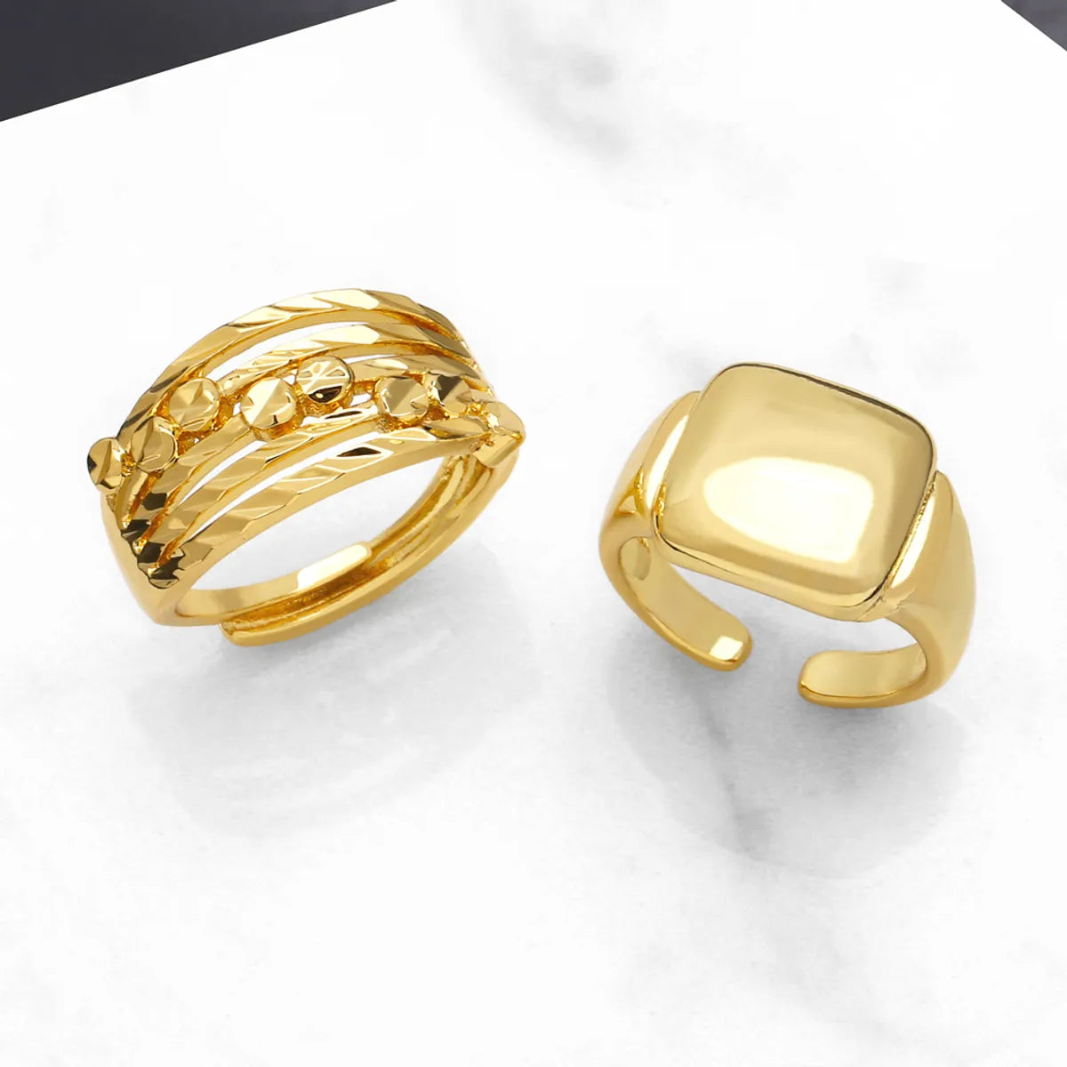 Simple Style Solid Color Copper Plating 18k Gold Plated Open Rings