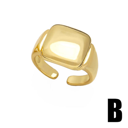 Simple Style Solid Color Copper Plating 18k Gold Plated Open Rings