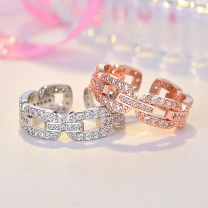 Simple Style Solid Color Copper Plating Inlay Artificial Diamond Rings 1 Piece