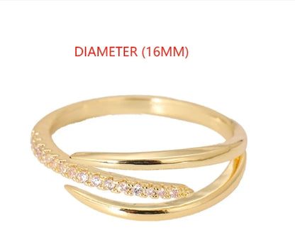 Simple Style Solid Color Copper Plating Inlay Zircon Open Rings