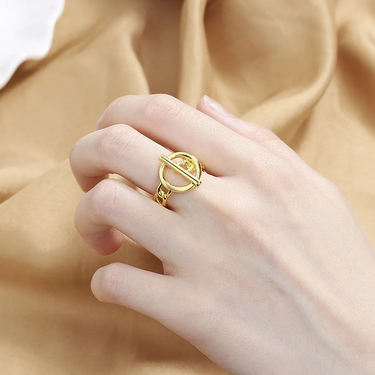 Simple Style Solid Color Copper Toggle Plating Open Ring