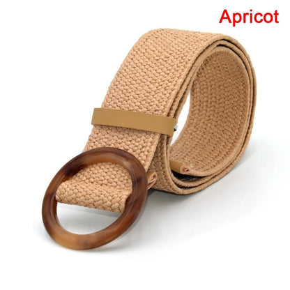 Simple Style Solid Color Cotton And Linen Woven Belt Women'S Woven Belts 1 Piece