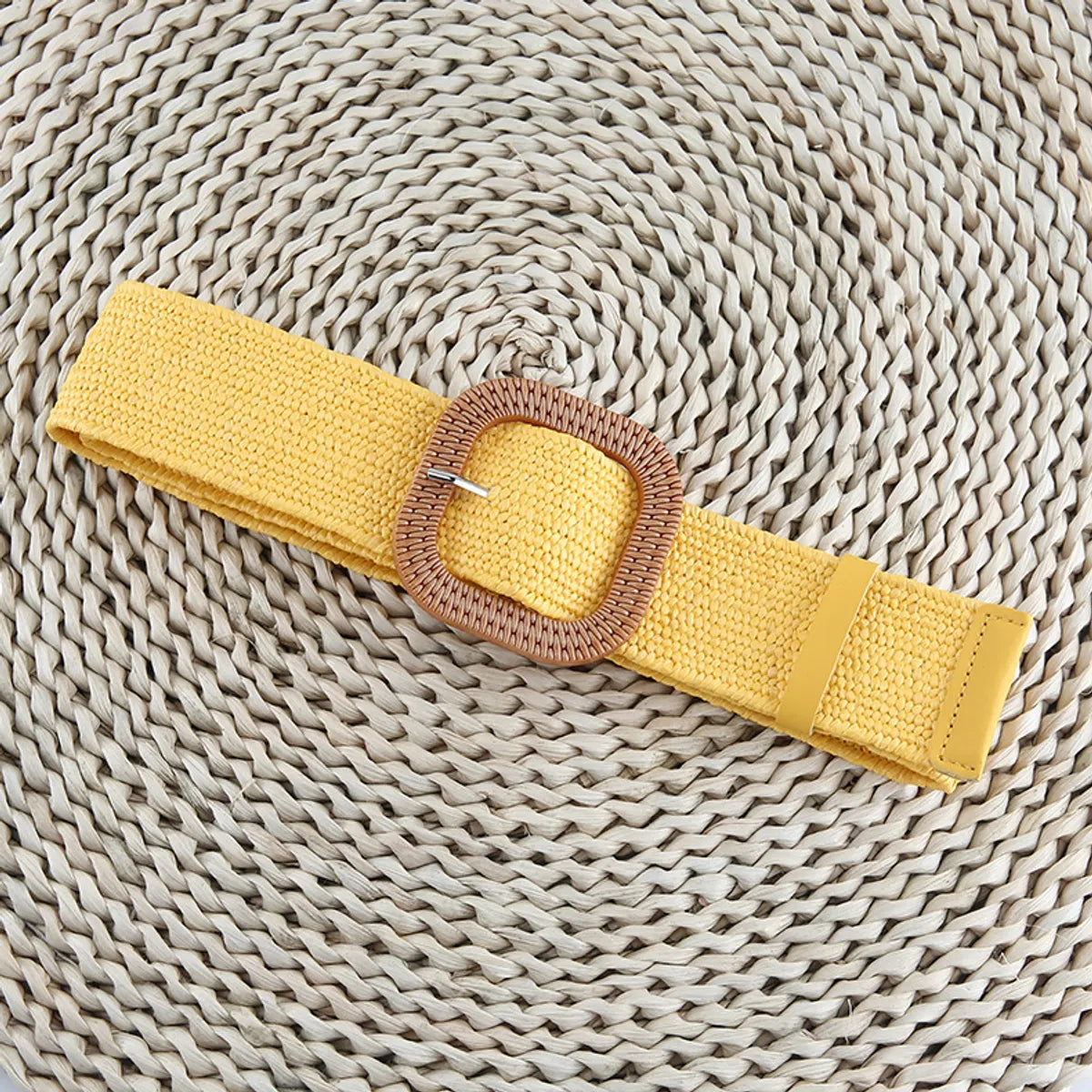 Simple Style Solid Color Cotton And Linen Woven Belt Women'S Woven Belts 1 Piece