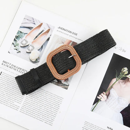 Simple Style Solid Color Cotton And Linen Woven Belt Women'S Woven Belts 1 Piece