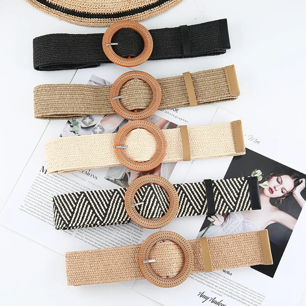 Simple Style Solid Color Cotton And Linen Woven Belt Women'S Woven Belts 1 Piece