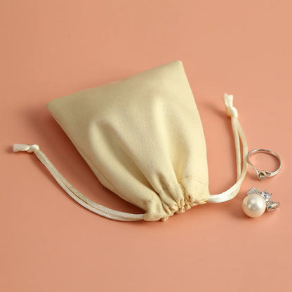 Simple Style Solid Color Faux Fur Drawstring Jewelry Packaging Bags