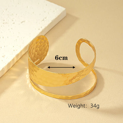 Simple Style Solid Color Ferroalloy Asymmetrical Plating 14k Gold Plated Women's Bangle