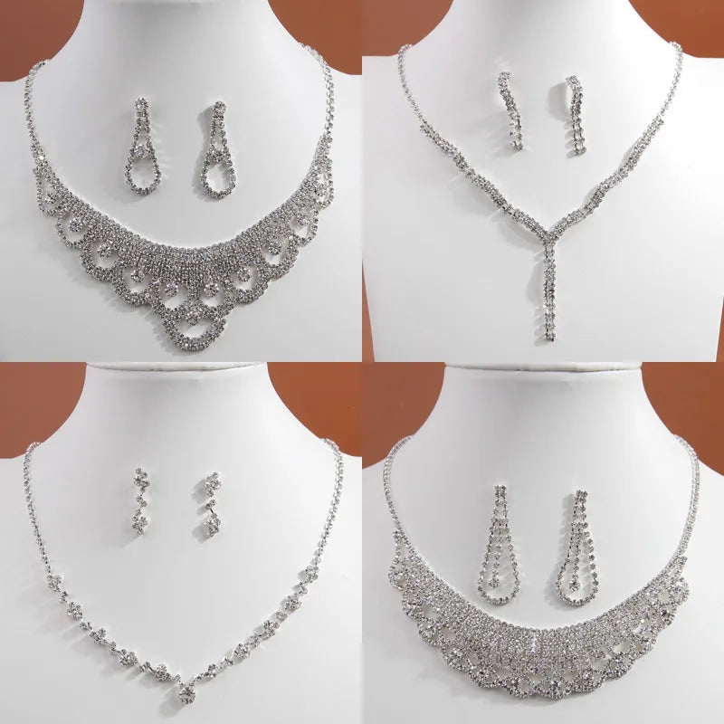 Simple Style Solid Color Ferroalloy Inlay Rhinestones Women'S Jewelry Set