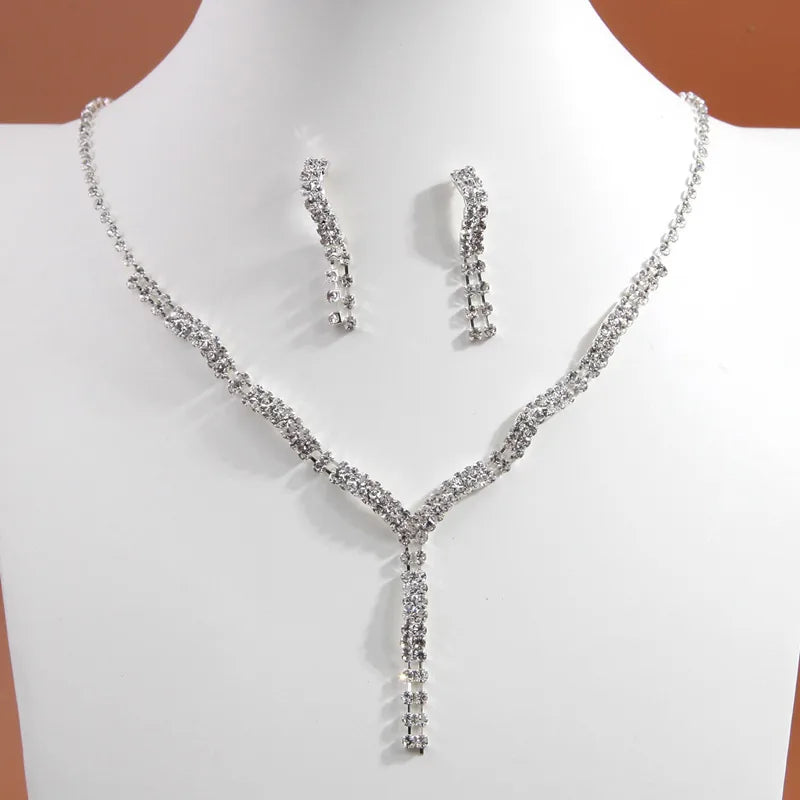 Simple Style Solid Color Ferroalloy Inlay Rhinestones Women'S Jewelry Set