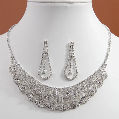 Simple Style Solid Color Ferroalloy Inlay Rhinestones Women'S Jewelry Set