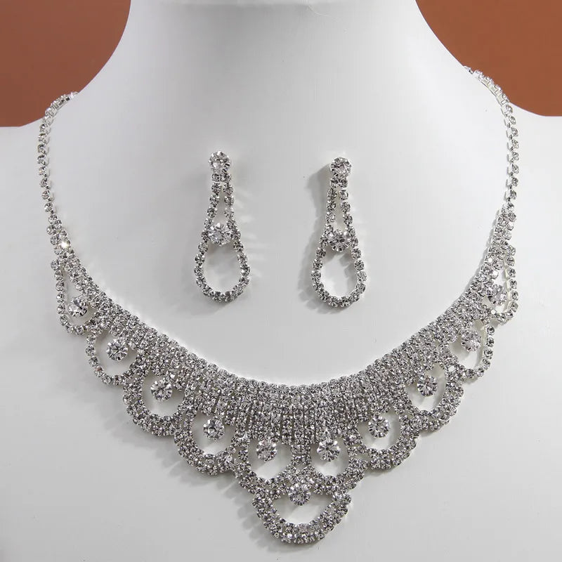 Simple Style Solid Color Ferroalloy Inlay Rhinestones Women'S Jewelry Set