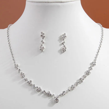 Simple Style Solid Color Ferroalloy Inlay Rhinestones Women'S Jewelry Set