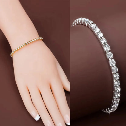 Simple Style Solid Color Ferroalloy Inlay Rhinestones Women's Tennis Bracelet