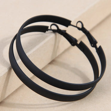 Simple Style Solid Color Ferroalloy Women's Hoop Earrings