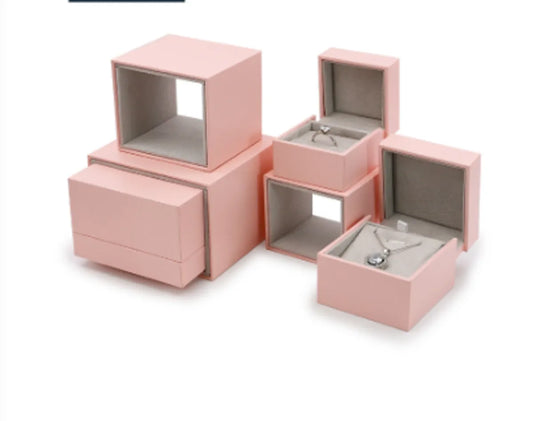 Simple Style Solid Color Flannel Grid Pattern Special Paper Jewelry Boxes