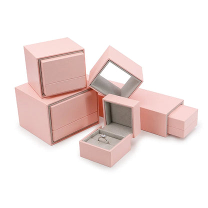 Simple Style Solid Color Flannel Grid Pattern Special Paper Jewelry Boxes