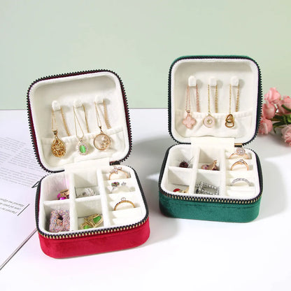 Simple Style Solid Color Flannel Jewelry Boxes