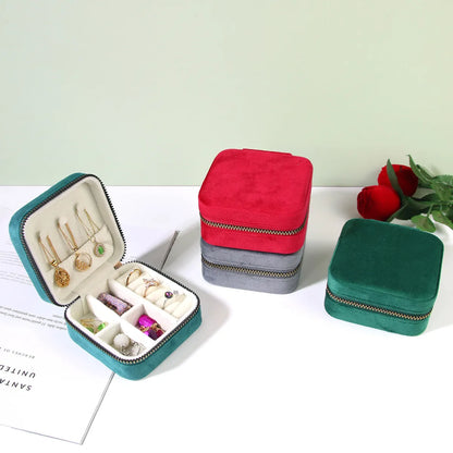 Simple Style Solid Color Flannel Jewelry Boxes