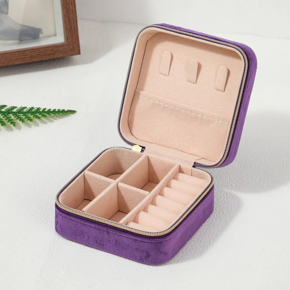 Simple Style Solid Color Flannel Jewelry Boxes