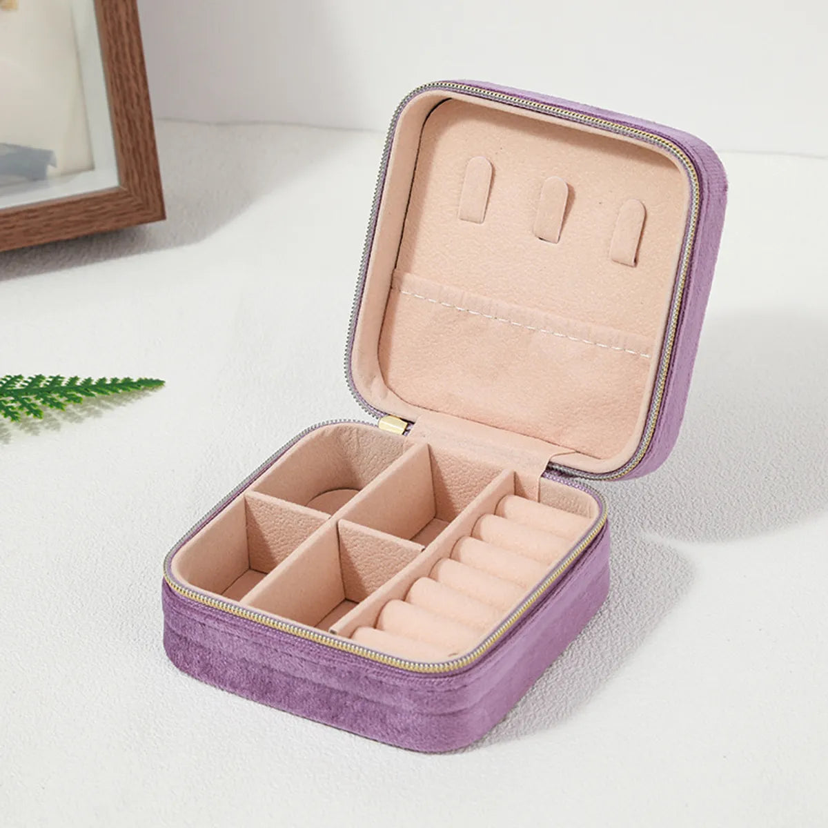 Simple Style Solid Color Flannel Jewelry Boxes