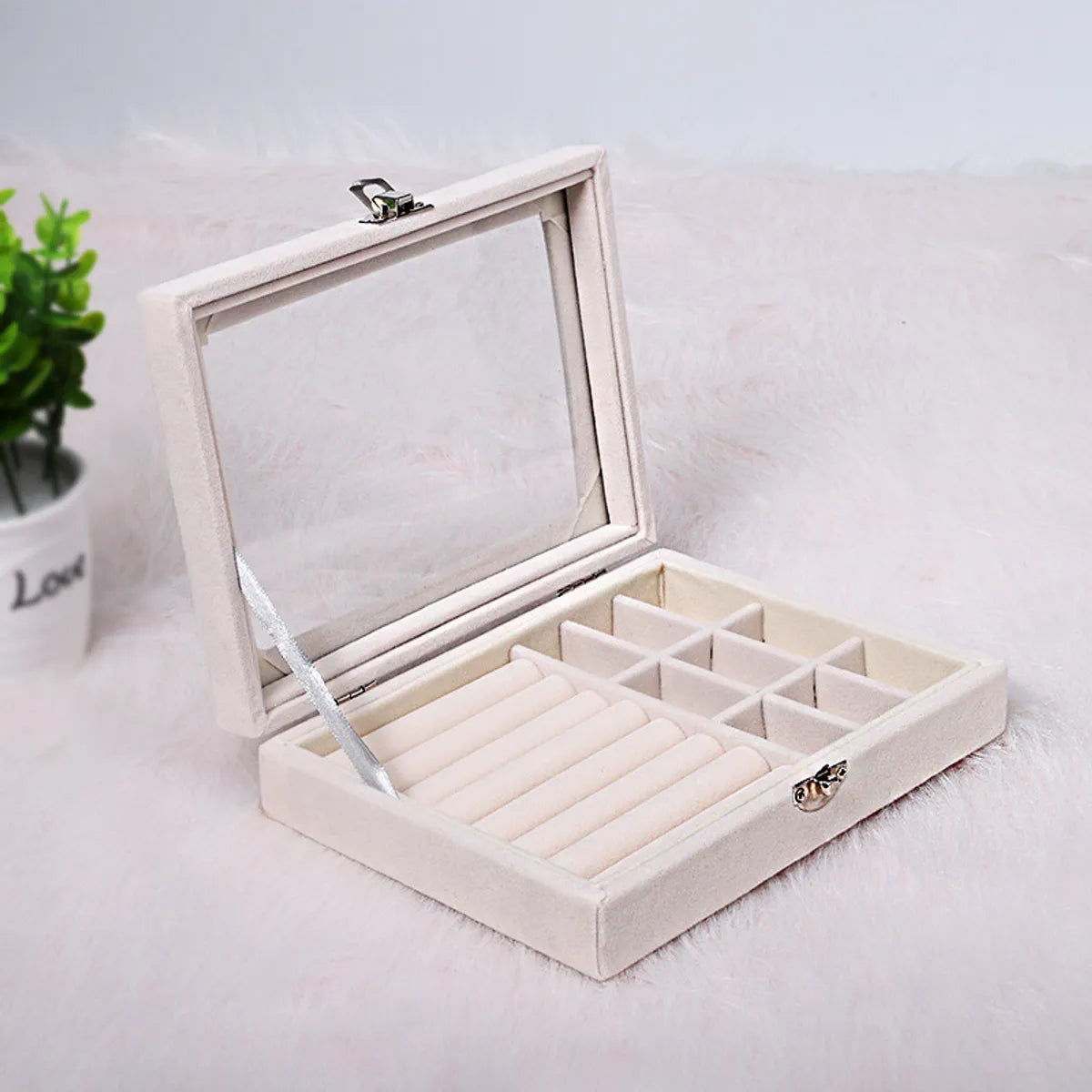 Simple Style Solid Color Flannel Jewelry Boxes