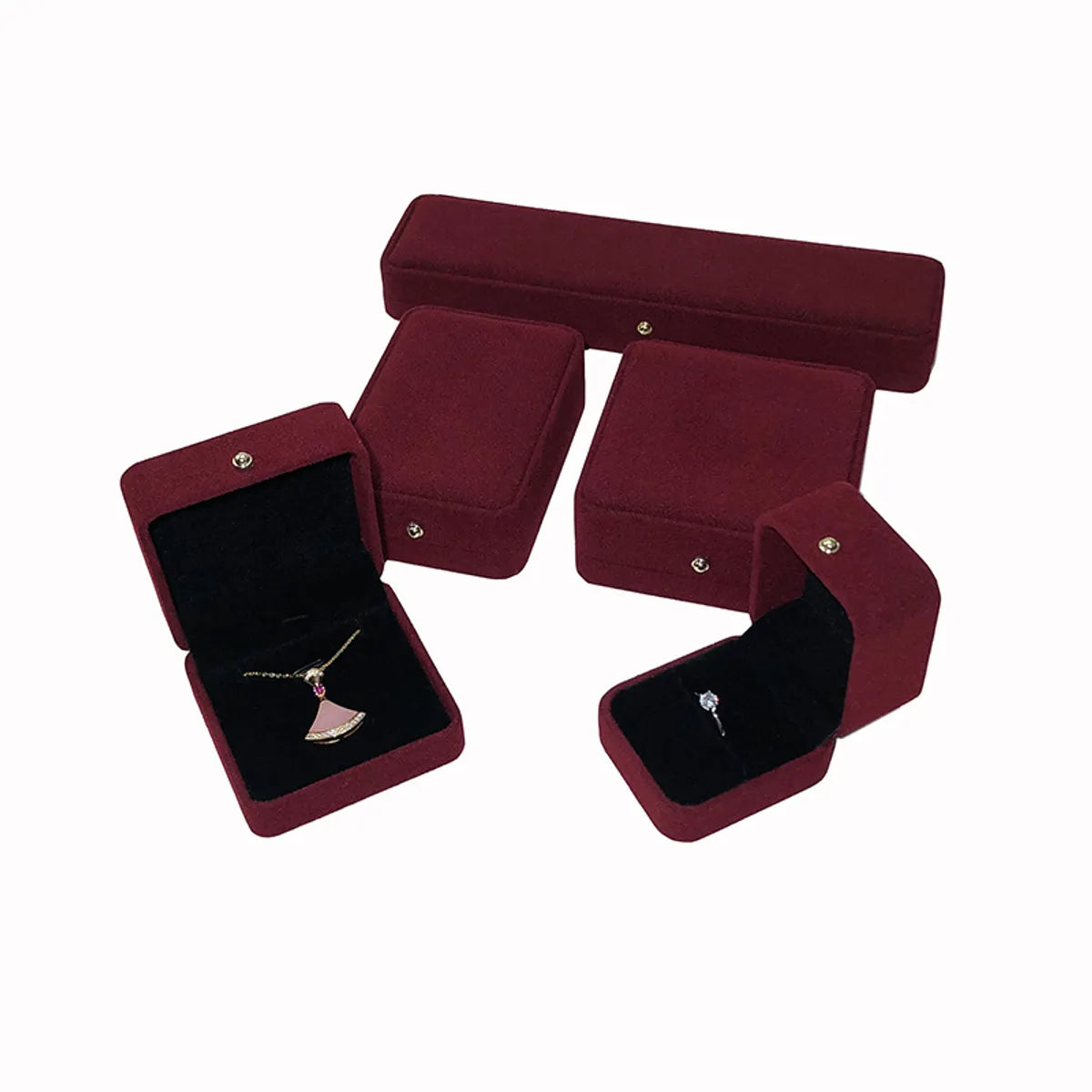 Simple Style Solid Color Flannel Jewelry Boxes