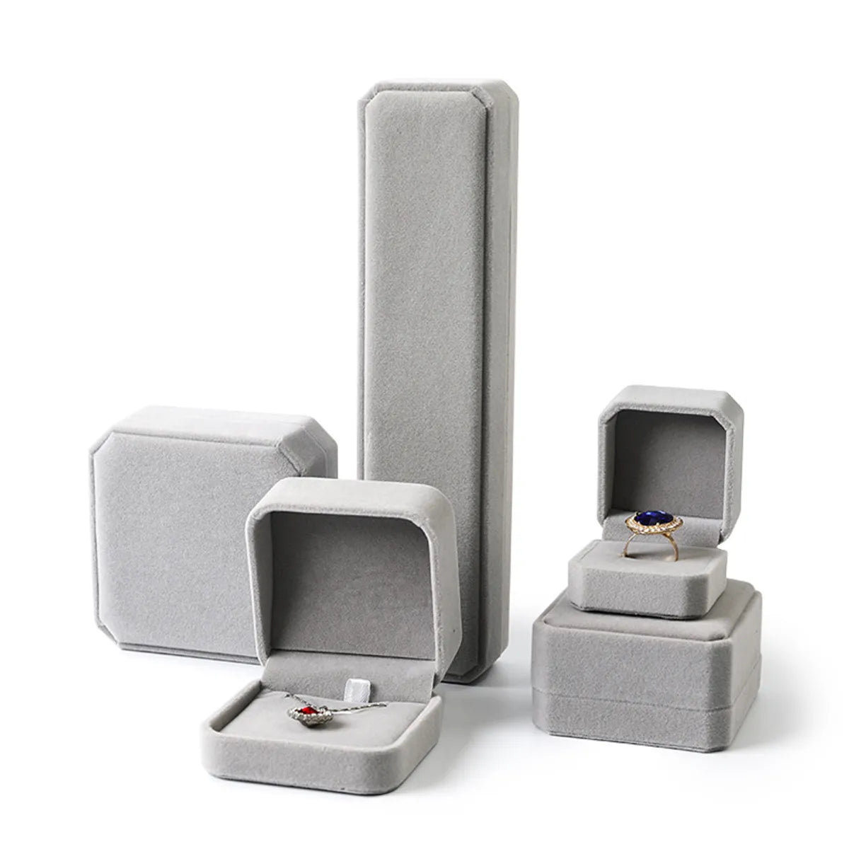 Simple Style Solid Color Flannel Jewelry Boxes