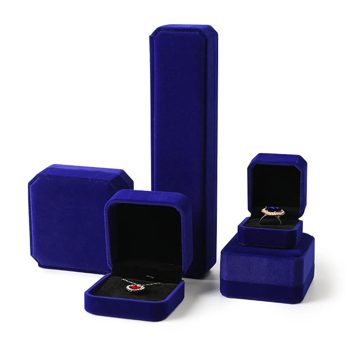 Simple Style Solid Color Flannel Jewelry Boxes