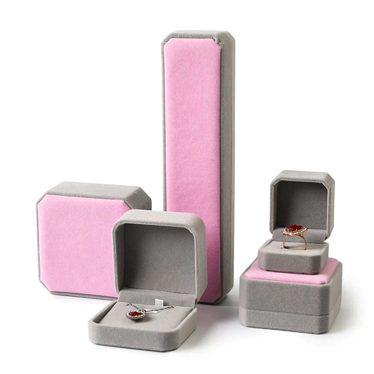 Simple Style Solid Color Flannel Jewelry Boxes