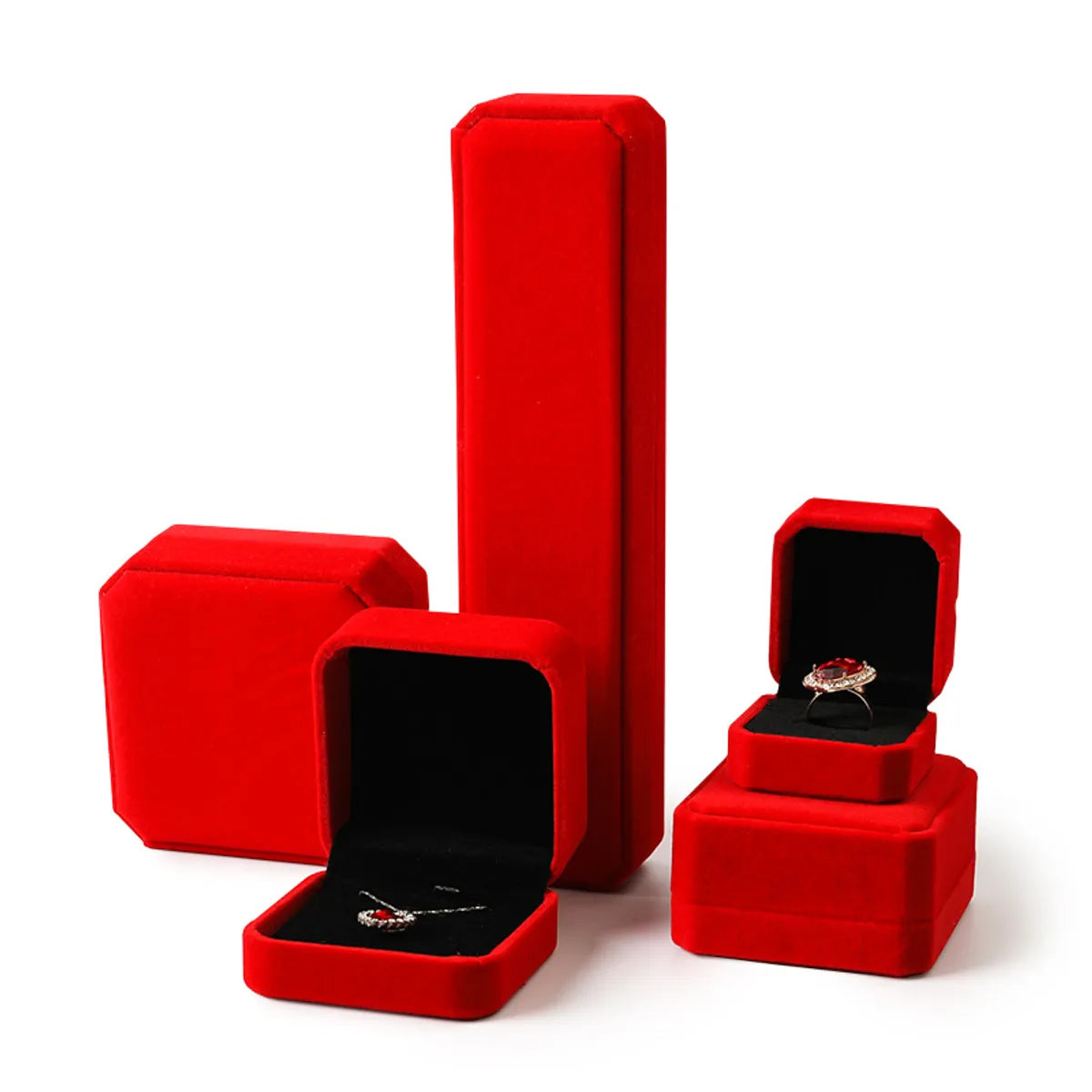 Simple Style Solid Color Flannel Jewelry Boxes