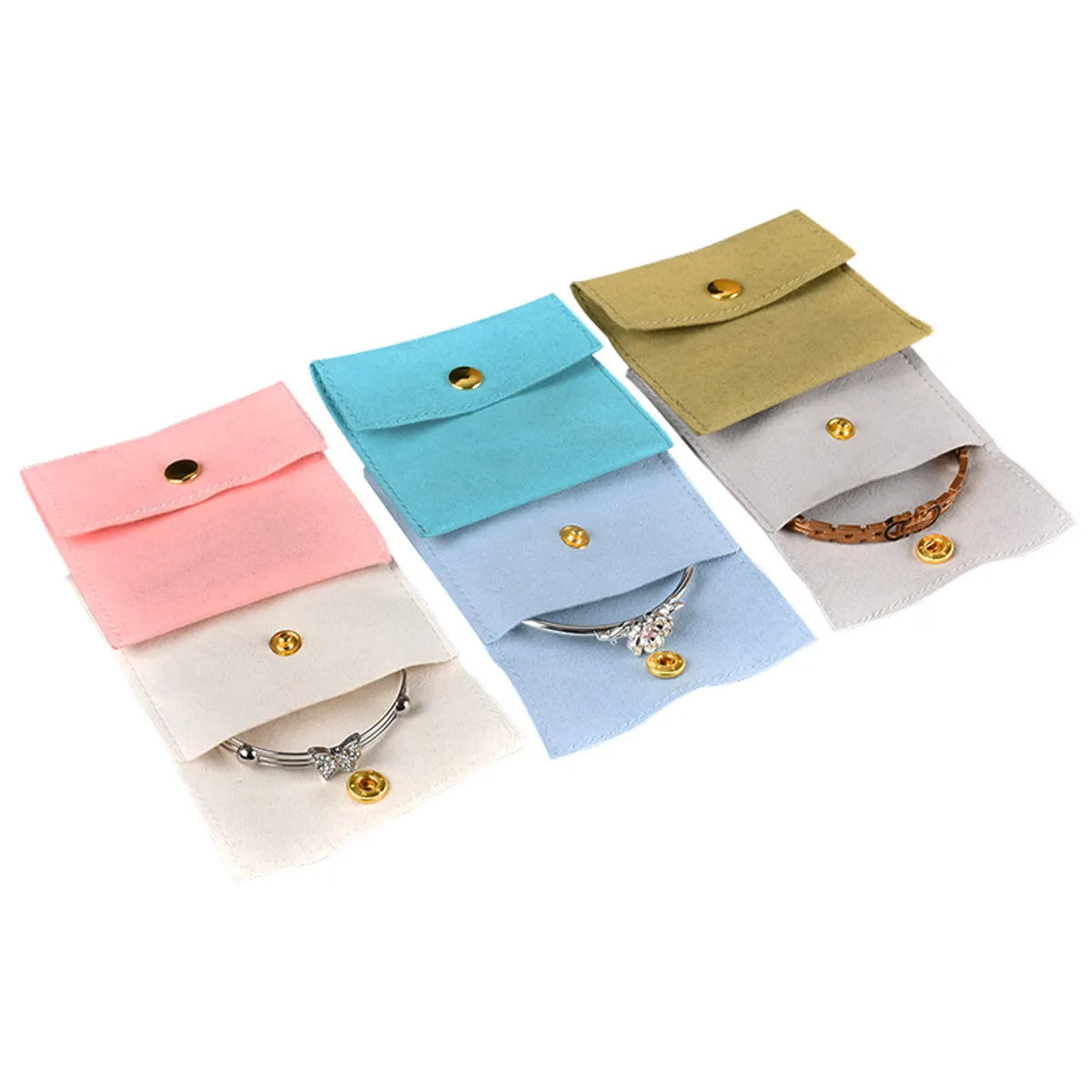 Simple Style Solid Color Flannel Jewelry Packaging Bags