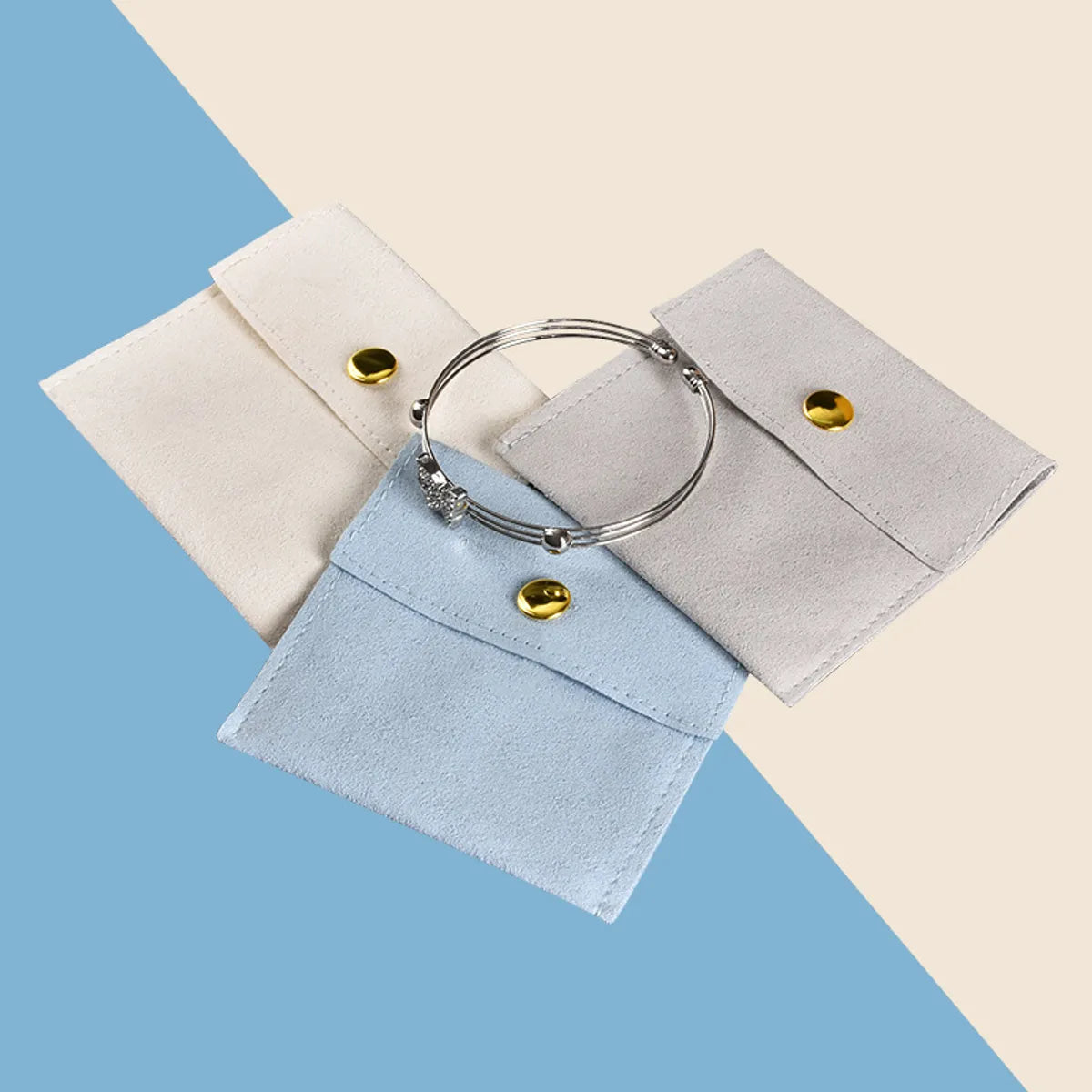 Simple Style Solid Color Flannel Jewelry Packaging Bags