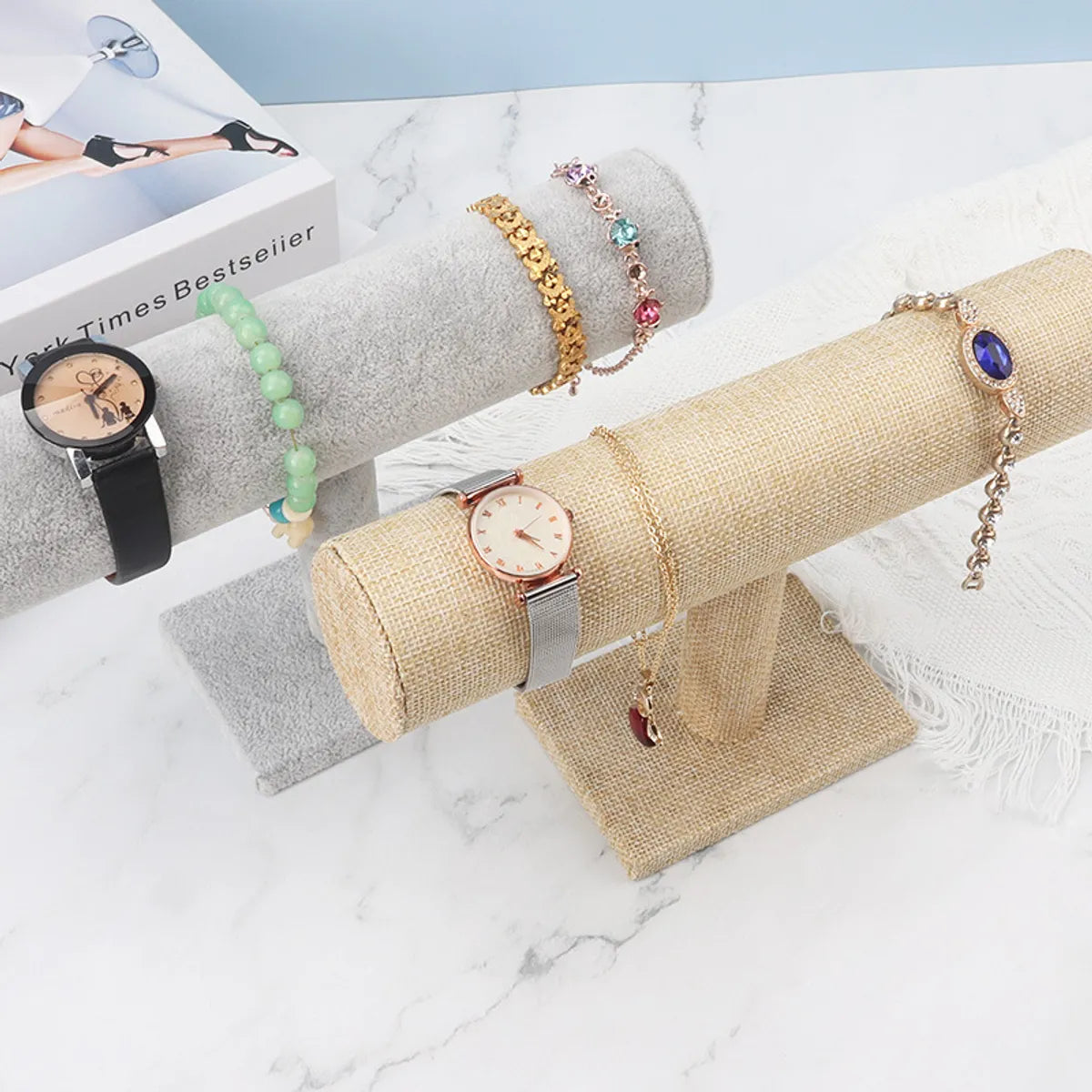 Simple Style Solid Color Flannel Jute Jewelry Rack