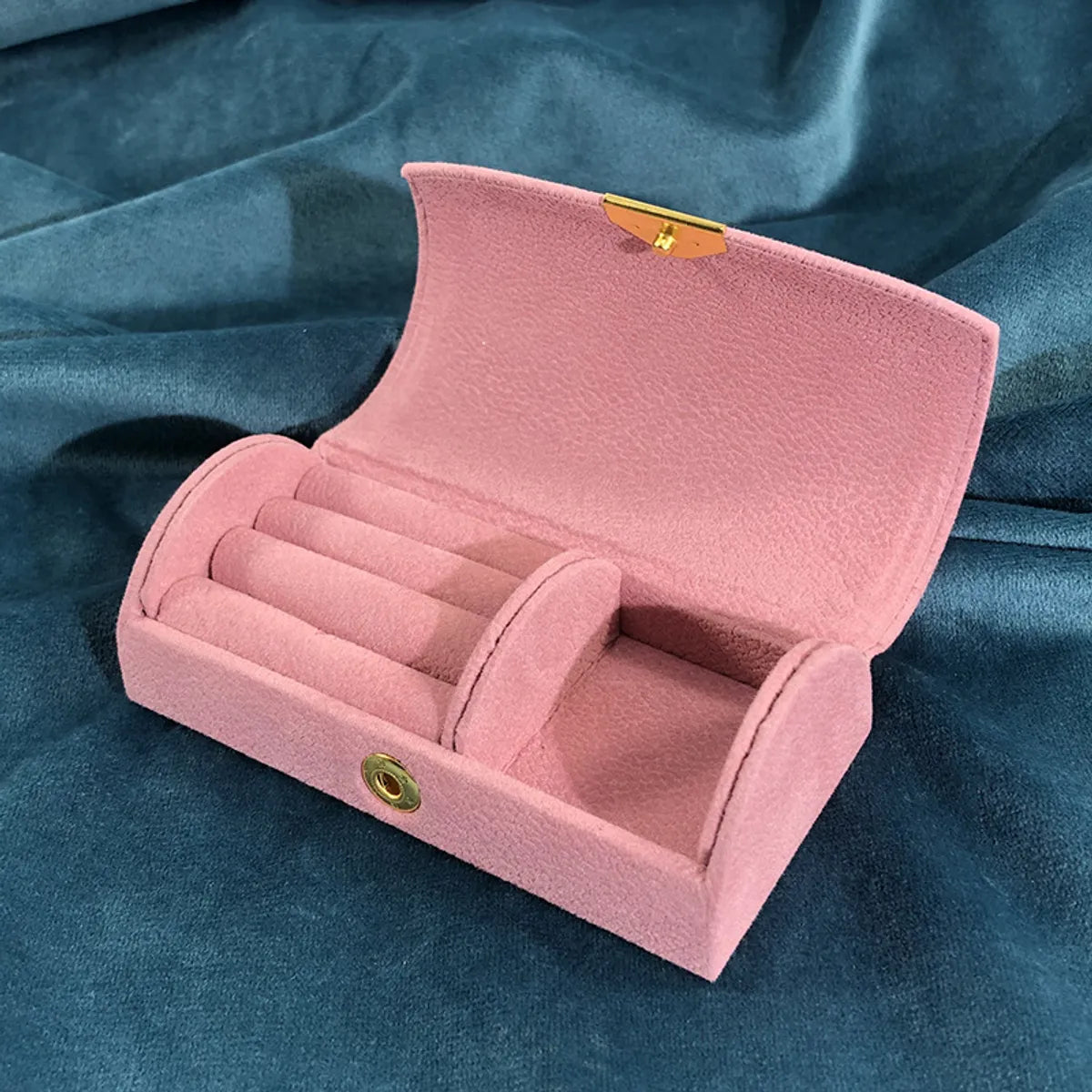 Simple Style Solid Color Fleece Jewelry Boxes