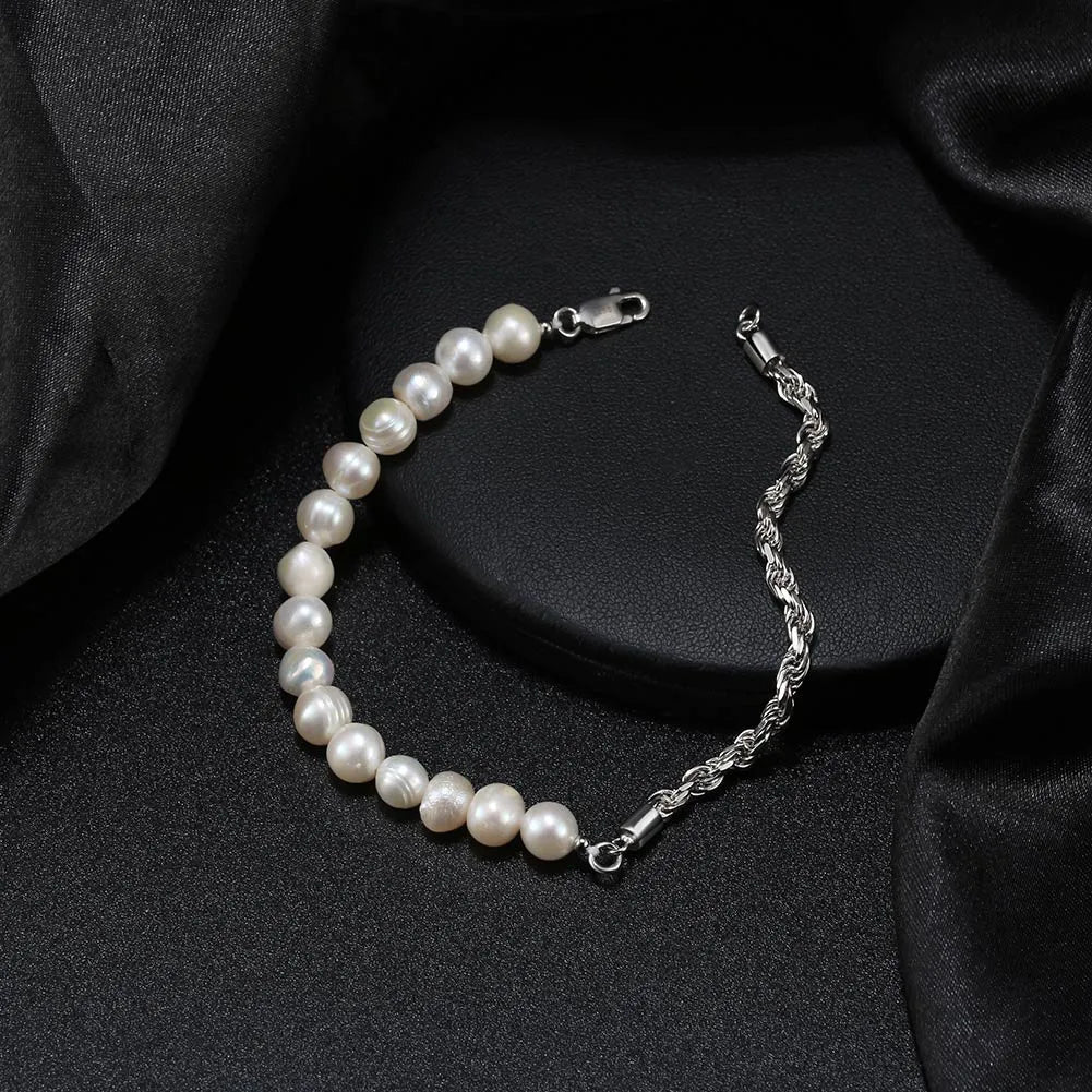 Simple Style Solid Color Freshwater Pearl Sterling Silver 14K Gold Plated Bracelets In Bulk