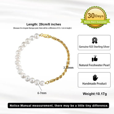 Simple Style Solid Color Freshwater Pearl Sterling Silver 14K Gold Plated Bracelets In Bulk