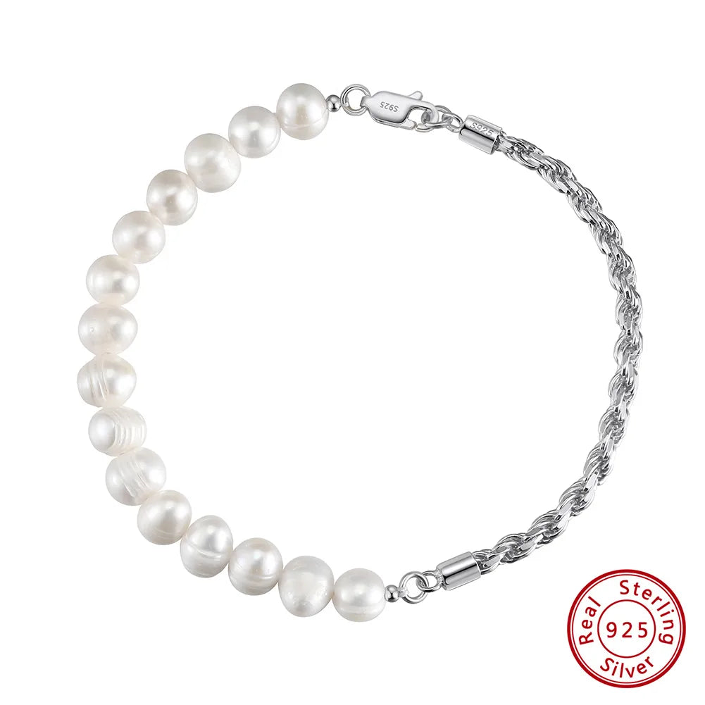 Simple Style Solid Color Freshwater Pearl Sterling Silver 14K Gold Plated Bracelets In Bulk