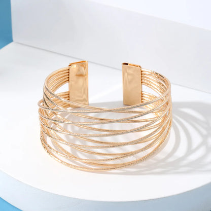 Simple Style Solid Color Gold Plated Alloy Wholesale Bangle