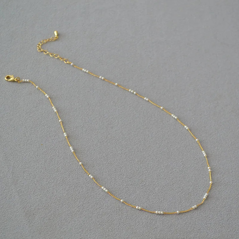 Simple Style Solid Color Imitation Pearl Brass Wholesale Necklace