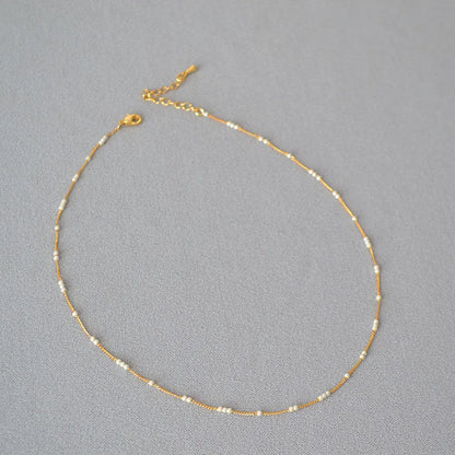 Simple Style Solid Color Imitation Pearl Brass Wholesale Necklace