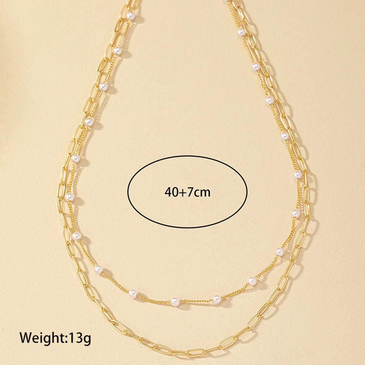 Simple Style Solid Color Imitation Pearl Patchwork Women's Double Layer Necklaces