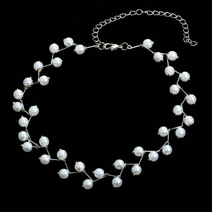 Simple Style Solid Color Imitation Pearl Women'S Choker