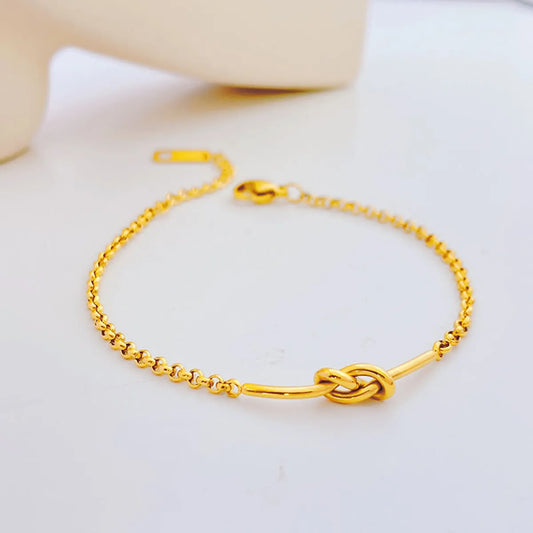 Simple Style Solid Color Knot Titanium Steel Plating 18k Gold Plated Bracelets