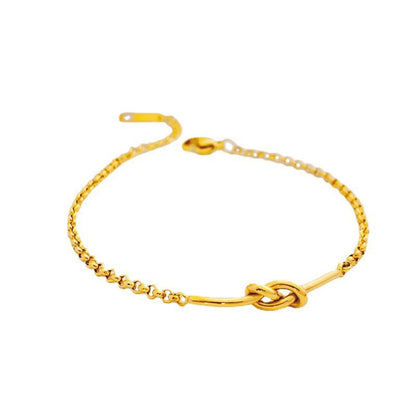 Simple Style Solid Color Knot Titanium Steel Plating 18k Gold Plated Bracelets