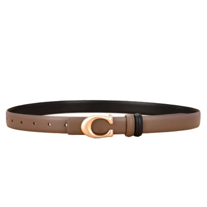 Simple Style Solid Color Leather Metal Button Belt