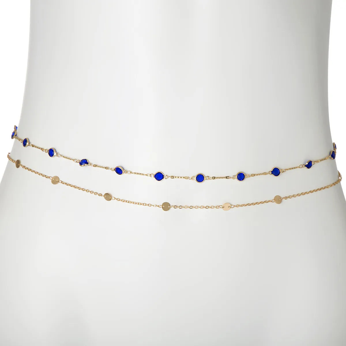 Simple Style Solid Color Metal Inlay Zircon Women'S Waist Chain