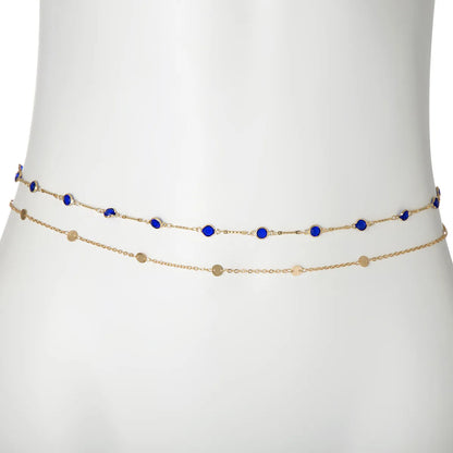 Simple Style Solid Color Metal Inlay Zircon Women'S Waist Chain